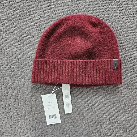 Vince Women\'s Red Pure Cashmere Reverse Jersey Cuffed Hat Size OS main image 6